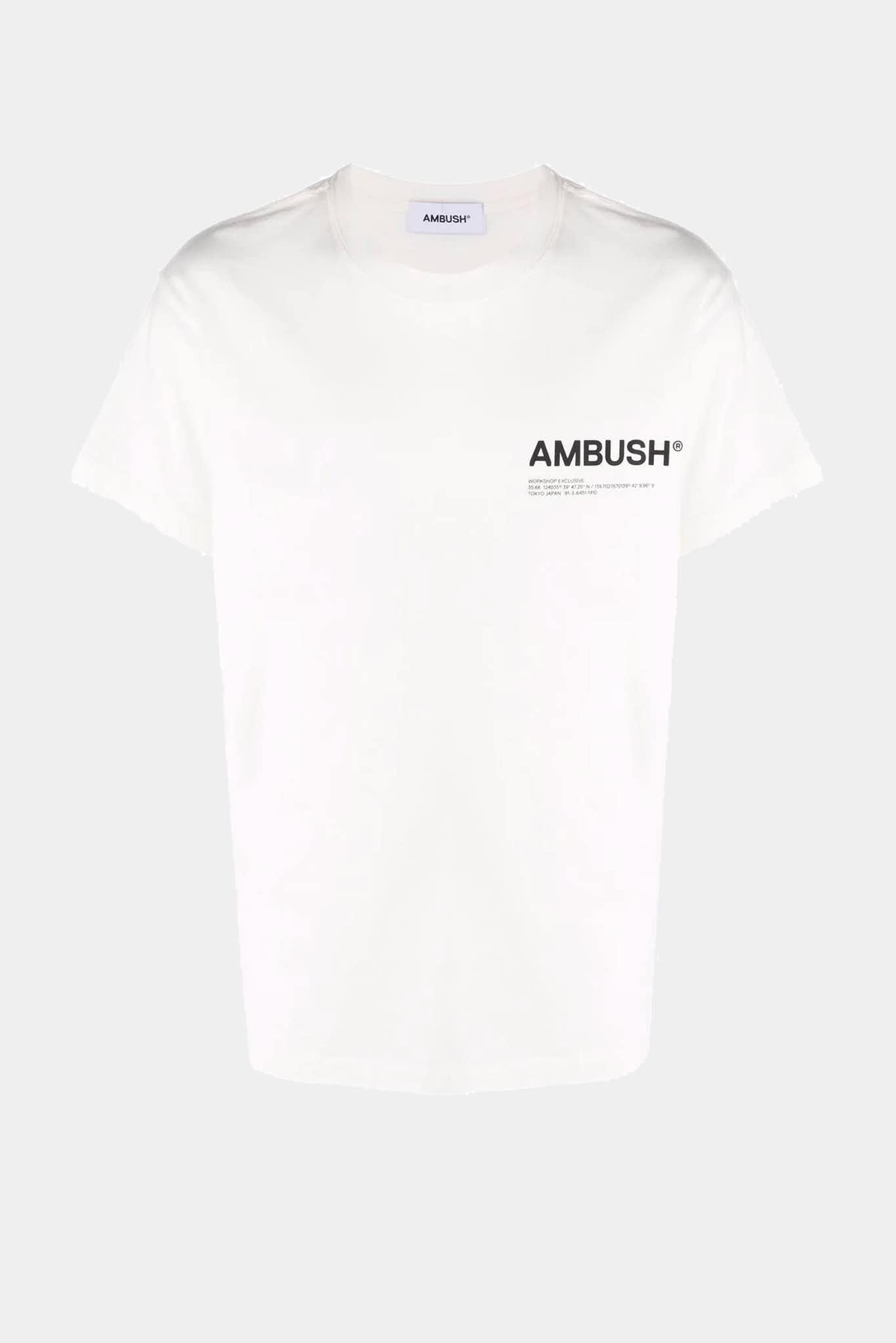 Ambush® white cotton t-shirt with printed chest logo – LECLAIREUR