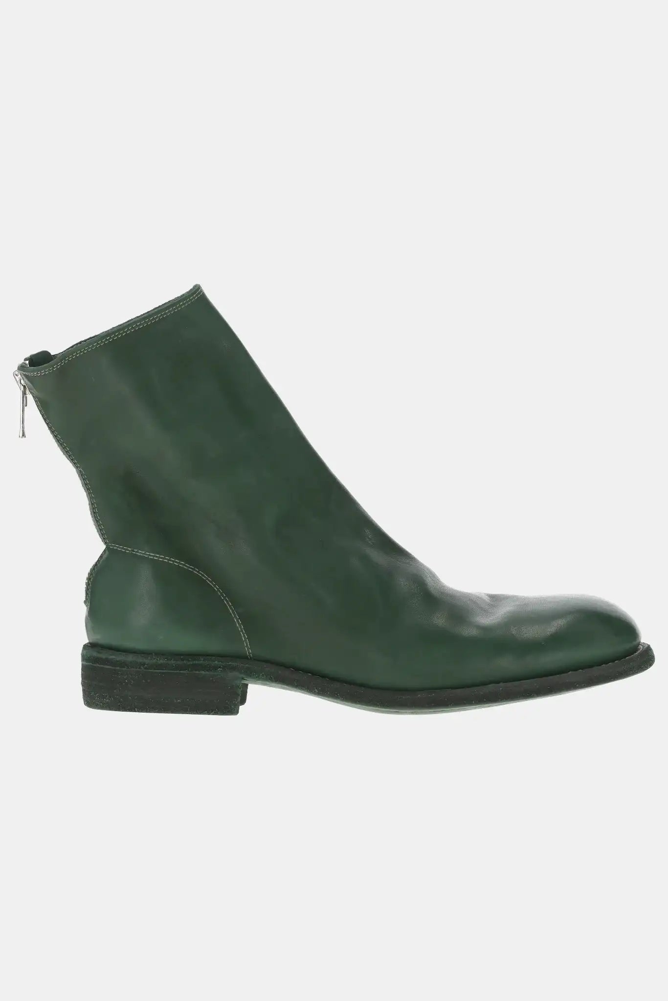 Guidi Green leather ankle boots with rear zip closure LECLAIREUR