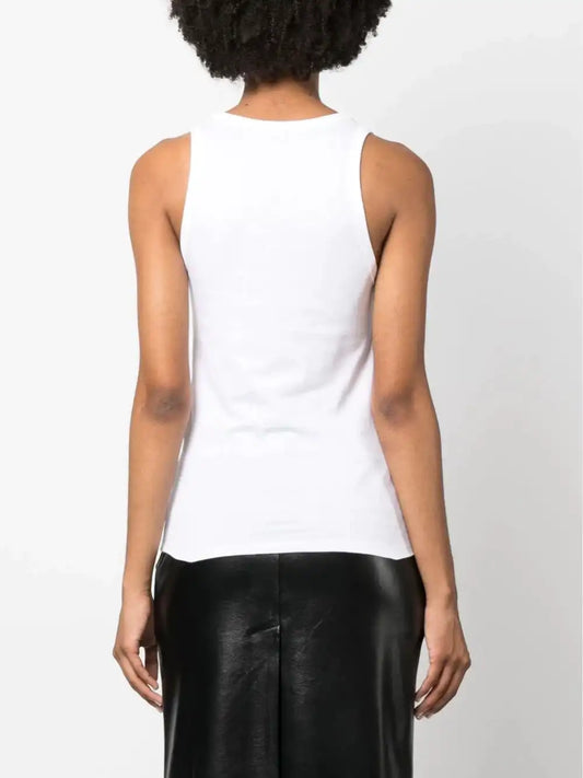 Paco Rabanne White cotton tank top with embossed logo