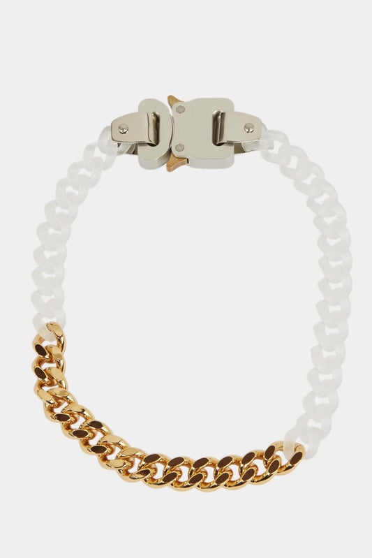Gold and transparent brass chain with silver buckle