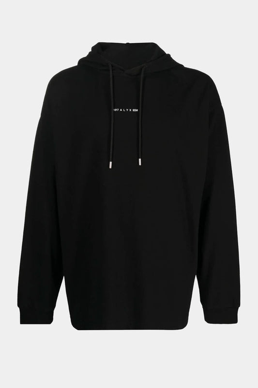 Black recycled cotton hoodie