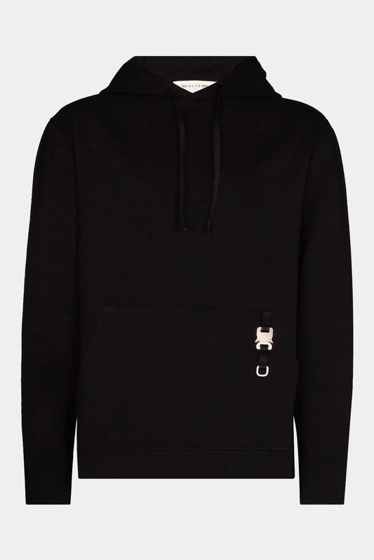 Black hoodie with snap detail