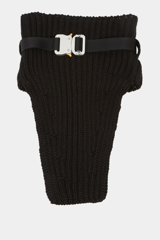 Black merino wool blend neck strap