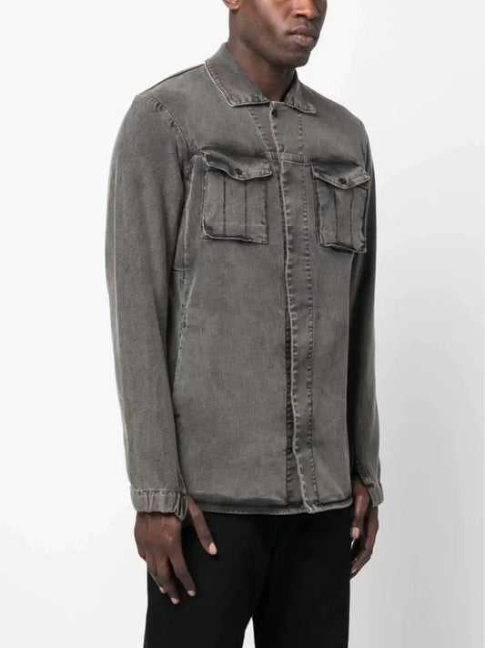 11 by Boris Bidjan Saberi "Acid Grey" shirt in grey washed denim