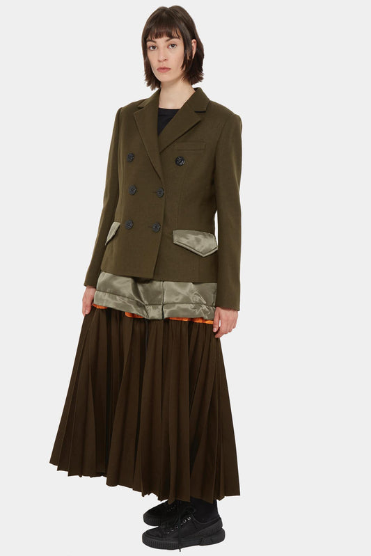 LECLAIREUR - Sacai Manteau kaki à empiècement plissé