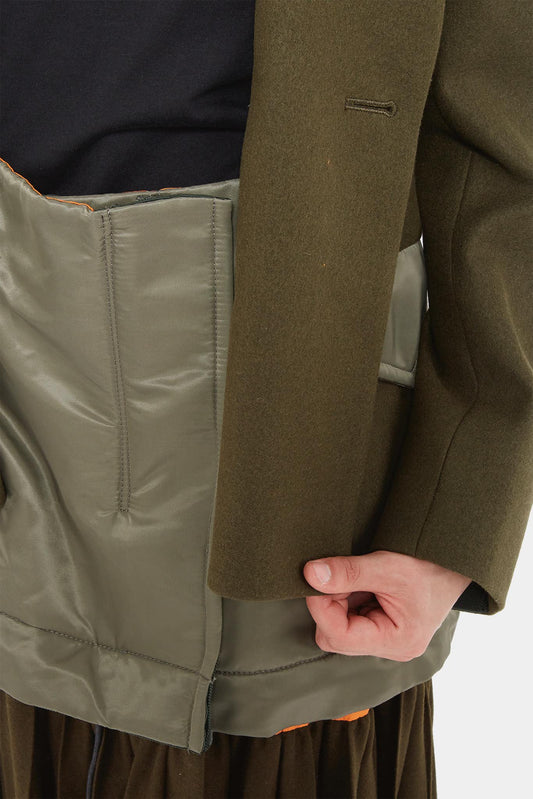 LECLAIREUR - Sacai Manteau kaki à empiècement plissé