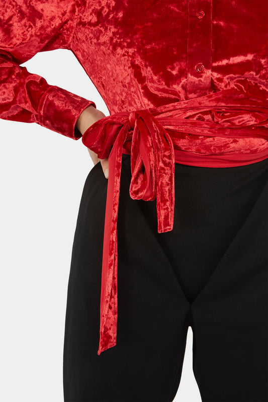 LECLAIREUR - Y/Project Body chemise en velours rouge