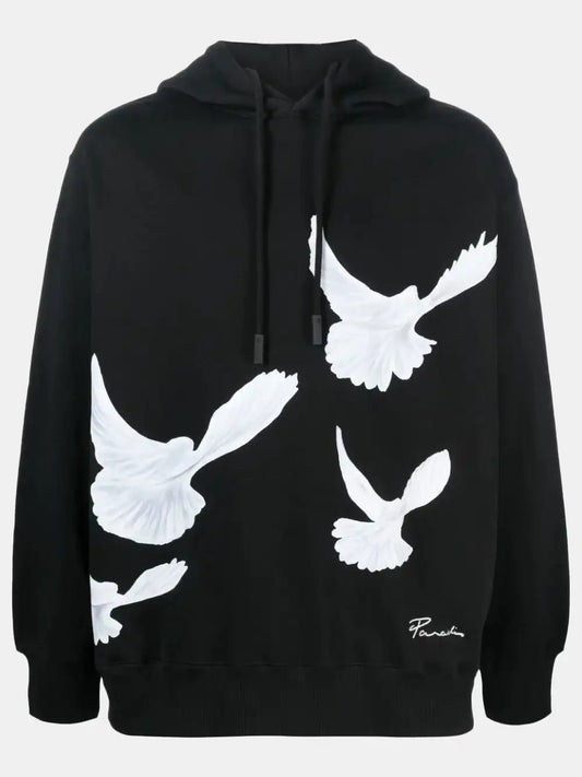 3.PARADIS Black Hoodie with embroidered logo