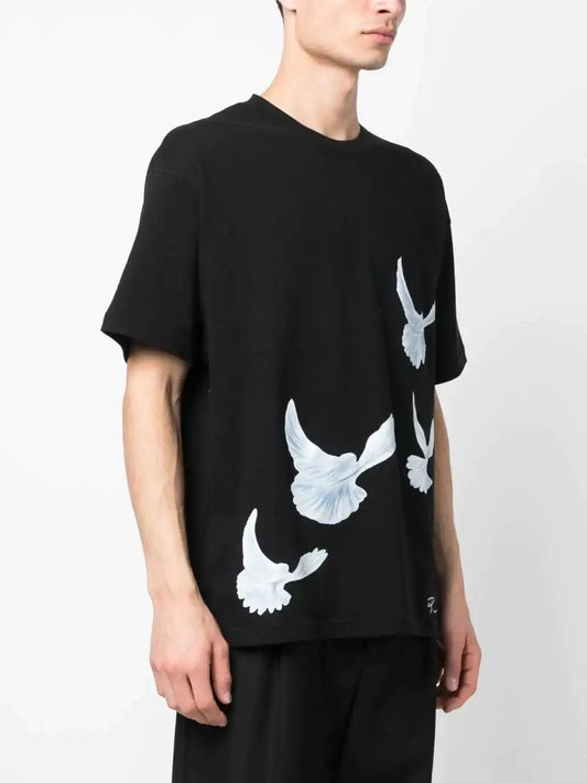 3.PARADIS Black cotton T-shirt with print