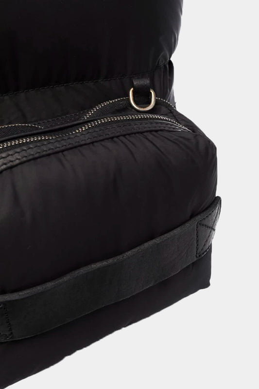 LECLAIREUR - Guidi Sac à dos en nylon et cuir noir à pochettes amovibles