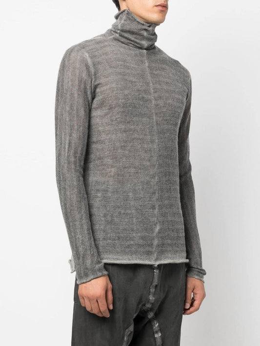 69 by Isaac Sellam High Neck Sweater in grey organic wool