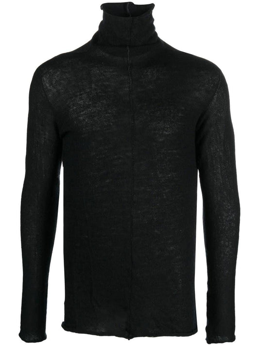 69 by Isaac Sellam High Neck Sweater in black organic wool