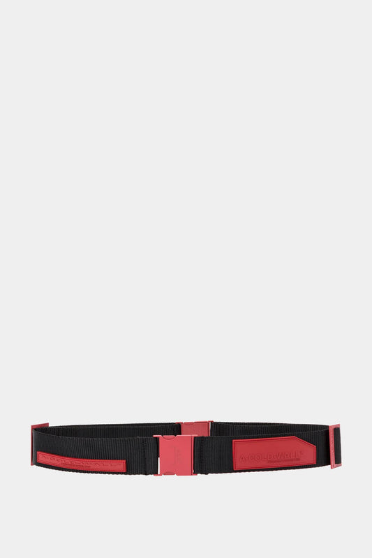 Two-tone belt with logo patch