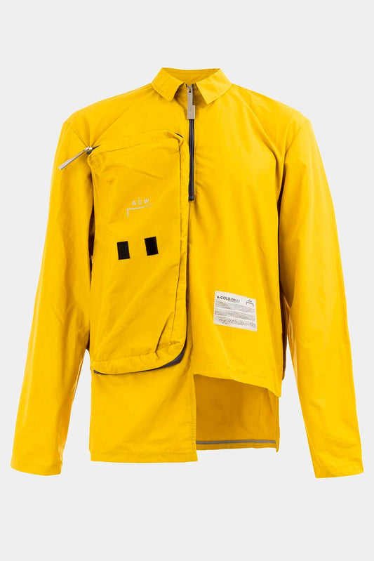 Asymmetric jacket in yellow technical fabric