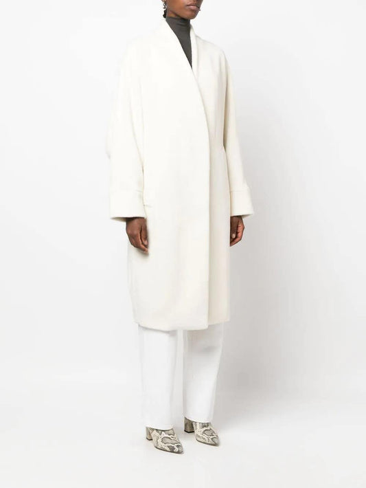 Agnona Long coat in light beige wool