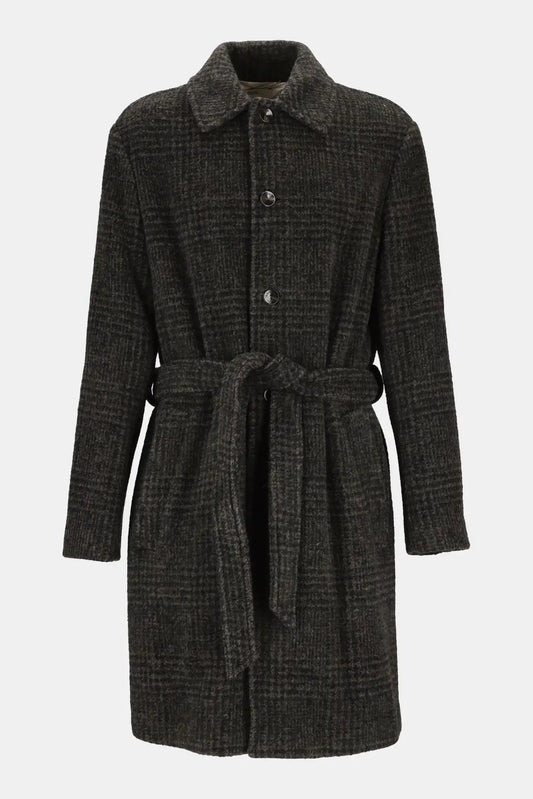 Agnona Long wool coat in check design