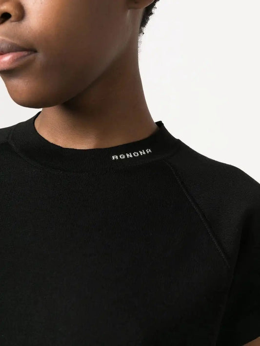 Agnona T-shirt en coton noir à logo imprimé - LECLAIREUR
