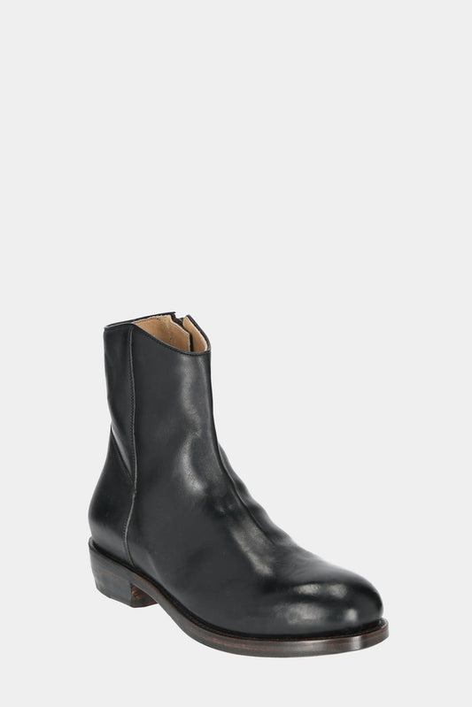 Black leather zipped boots