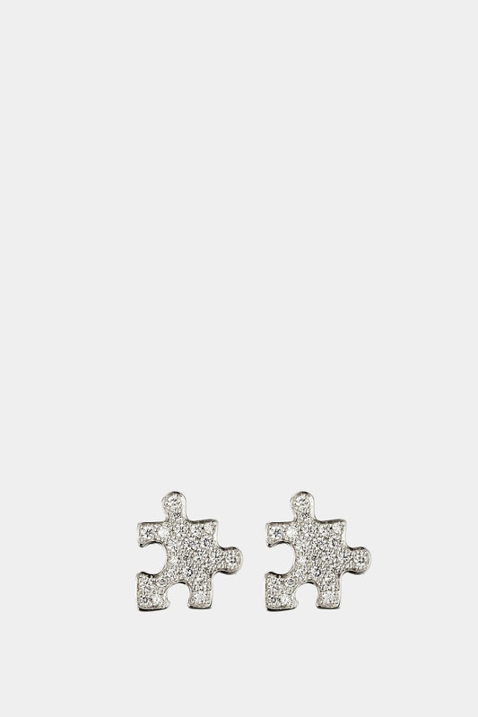 "Puzzle" white gold and white diamond earrings