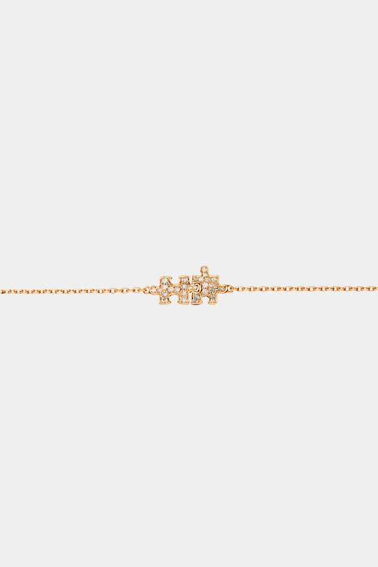 Akillis "Duo Mini Puzzle" pink gold and white diamond chain bracelet