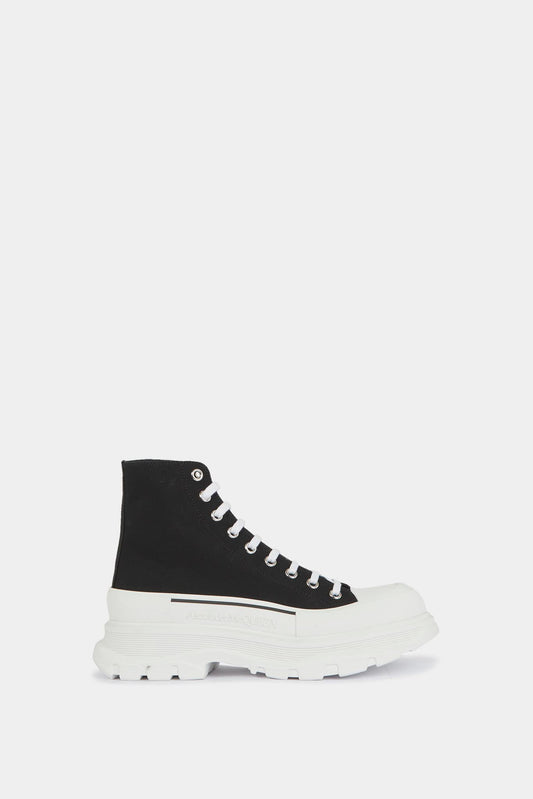 Alexander McQueen Basse sneakers "Tread Slick" in black canvas with contrasting launching