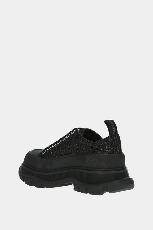 Alexander McQueen Baskets basses" Tread Slick" noires paillettées - LECLAIREUR