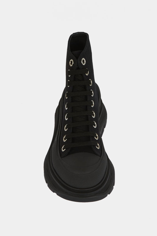 Alexander McQueen Baskets hautes " Tread slick" en toile noire - LECLAIREUR