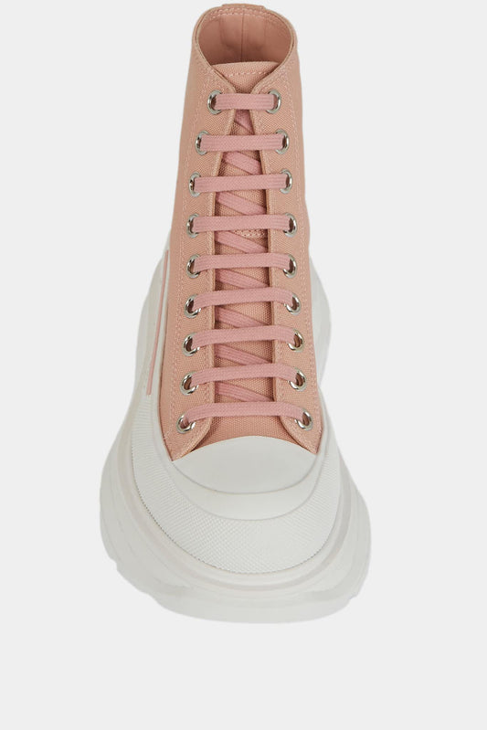 Alexander McQueen Baskets hautes " Tread slick" en toile rose - LECLAIREUR