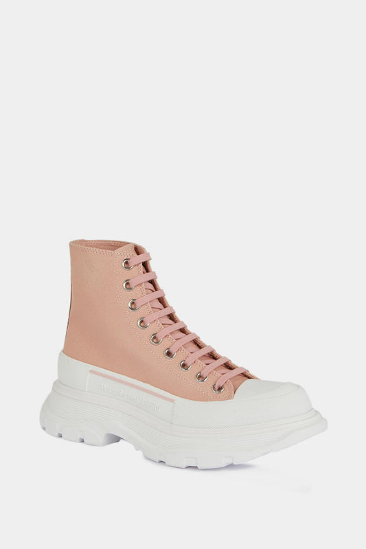 Alexander McQueen Baskets hautes " Tread slick" en toile rose - LECLAIREUR