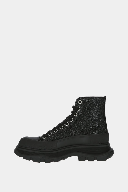 Alexander McQueen Baskets hautes" Tread Slick" noires paillettées - LECLAIREUR