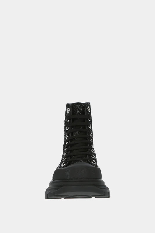 Alexander McQueen Baskets hautes" Tread Slick" noires paillettées - LECLAIREUR