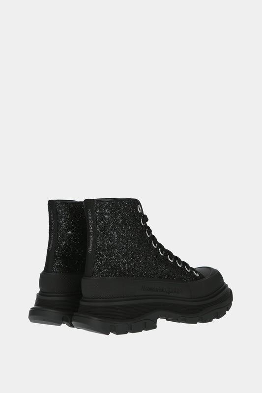 Alexander McQueen Baskets hautes" Tread Slick" noires paillettées - LECLAIREUR