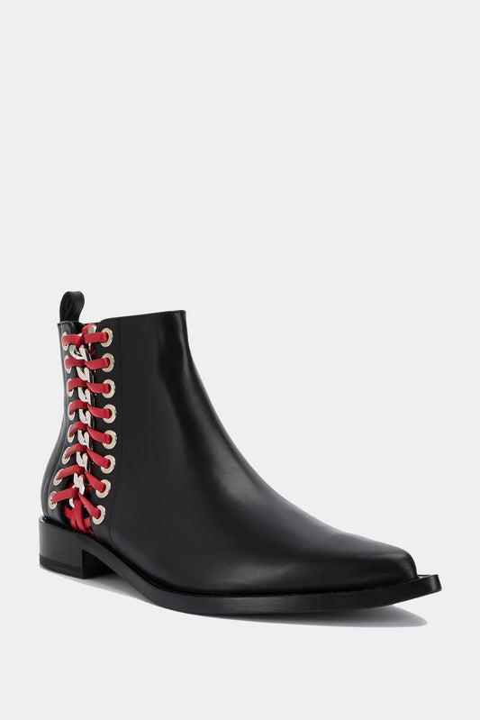 Alexander McQueen Black Leather Lace Up Ankle Boots