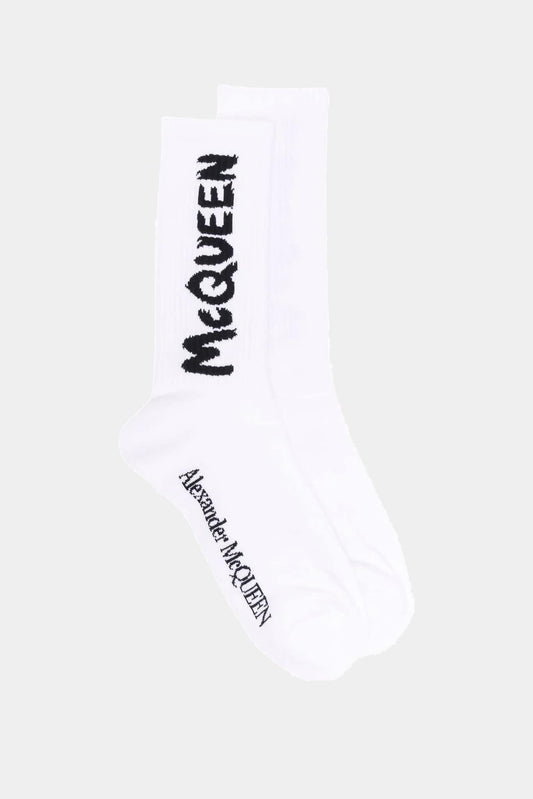 White cotton socks with "Grafitti" logo