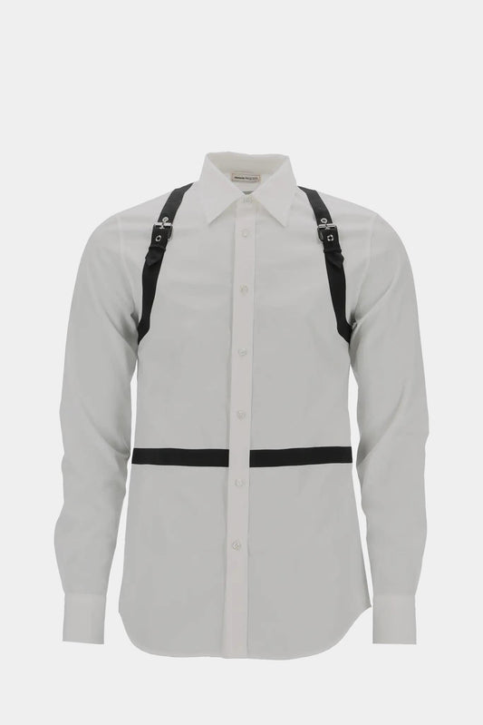 Alexander McQueen white cotton shirt with detail harness