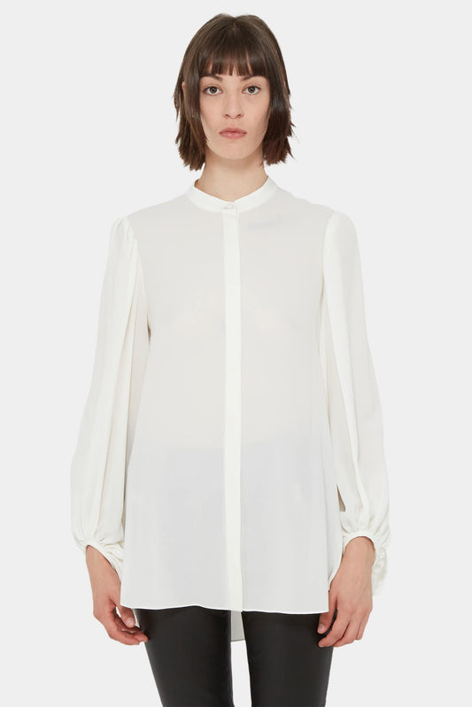 Alexander McQueen White Draped Silk Shirt