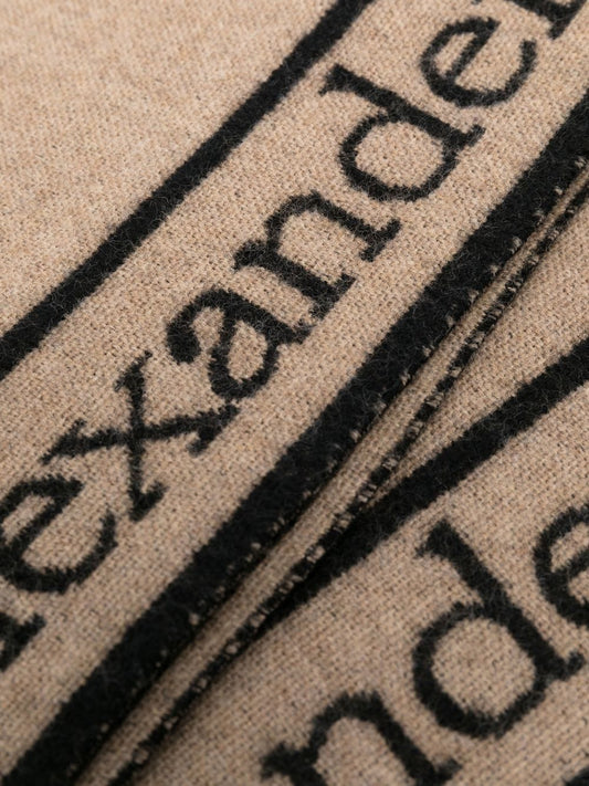 Alexander McQueen Beige Scarf with intarsia logo
