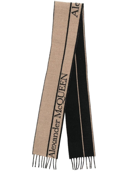 Alexander McQueen Beige Scarf with intarsia logo