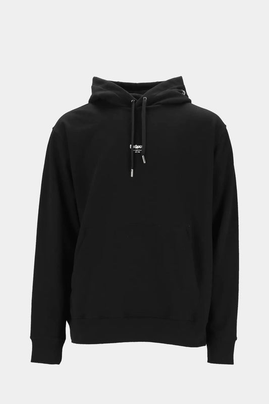Alexander McQueen Hoodie in black cotton with embroidered logo