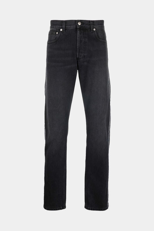 Grey cotton jeans with contrasting edges