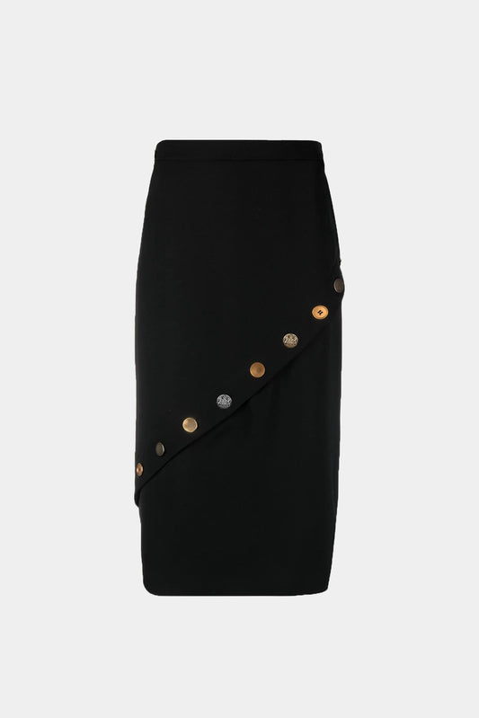 Alexander McQueen Midi Black Wool skirt with pimples detail