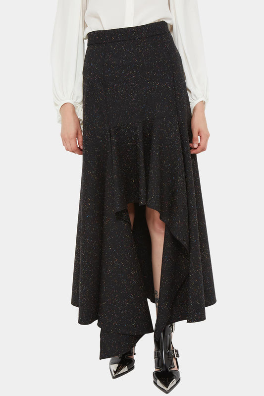 Alexander McQueen Black Asymmetric Ruffle Skirt