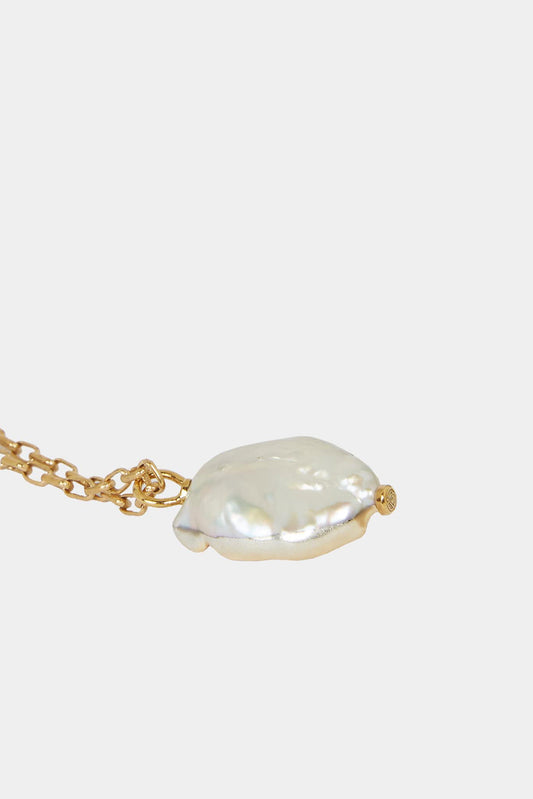Plated chain necklace with pearl charm