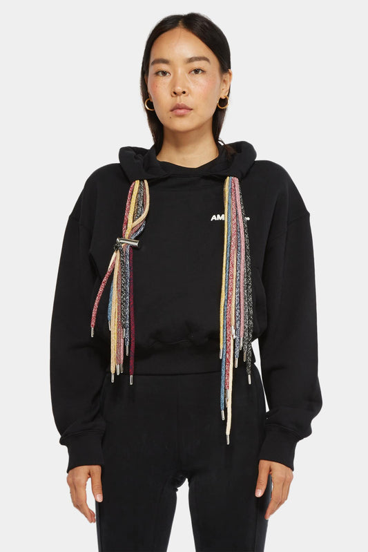 Hoodie with multicoloured drawstrings