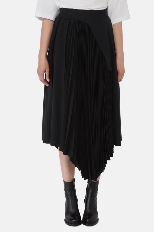 AMBUSH® Black pleated skirt with asymmetric hem