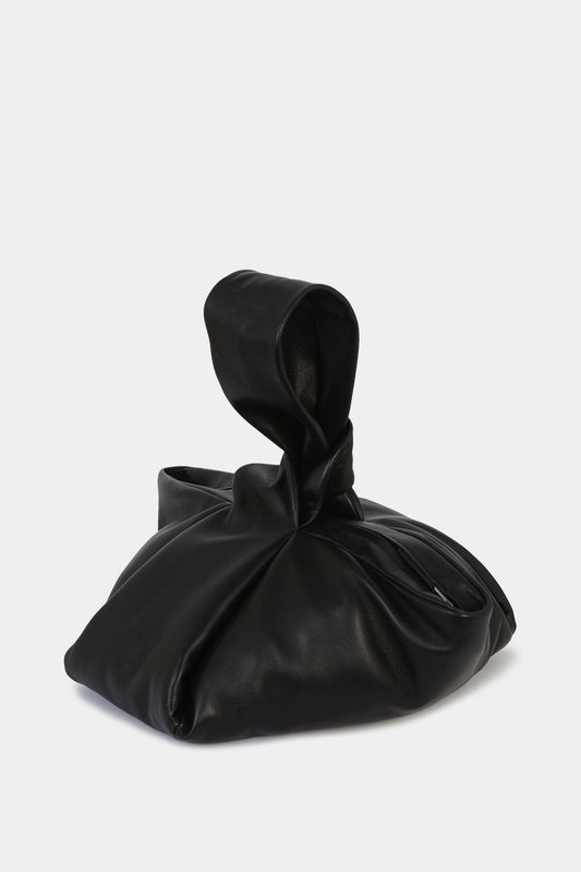 Black lamb leather twist bag