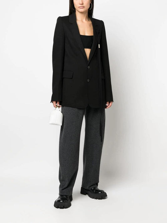 Ann Demeulemeester Black cotton blazer with lace detail