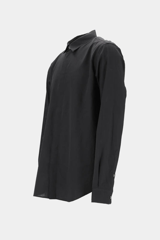 Ann Demeulemeester Black cotton shirt with tone stitching on tone