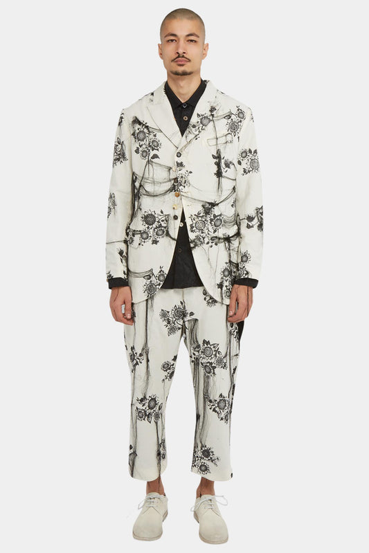 Archivio J.M. Ribot White Blazer with embroidered print