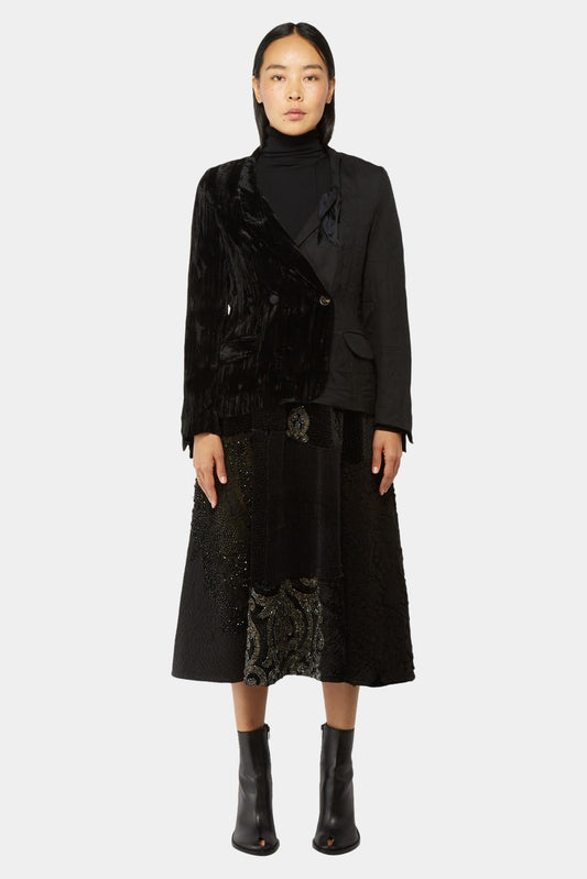 Archivio J.M. Ribot Black Blazer in wool and velvet